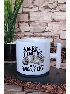 Kedi Komik Esprili Kedi Sahibi Eğlenceli Hediyelik Baskılı T Kulplu Latte Fincanı Kupa Bardak