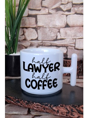 Lawyer Coffee Temalı Avukat Hediyelik Baskılı T Kulplu Latte Fincanı Kupa Bardak