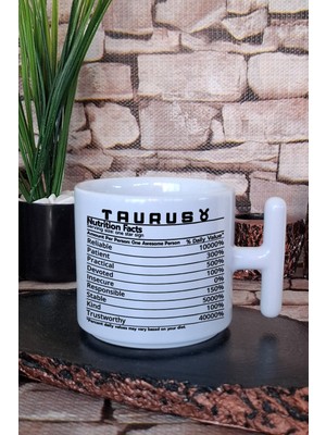 Boğa Burcu Taurus Nutrition Facts Esprili Hediyelik Baskılı T Kulplu Latte Fincanı Kupa Bardak