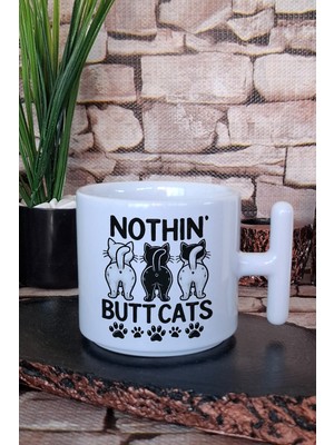 Kedi Komik Esprili Kedi Sahibi Sevimli Hediyelik Baskılı T Kulplu Latte Fincanı Kupa Bardak