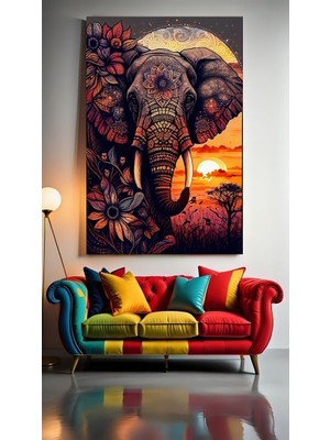 Özkacar Group Sanatsal Fil Ev Duvar Salon Güzellik Salonu Ofis Dükkan Dekarasyon Kanvas Tablo