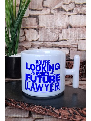 Looking At Future Lawyer Baskılı Hukuk Öğrencisi Hediye Baskılı T Kulplu Latte Fincanı Kupa Bardak