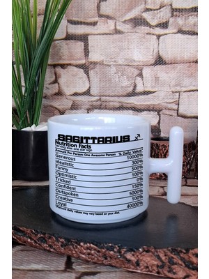 Yay Burcu Sagittarius Nutrition Facts Hediyelik Baskılı T Kulplu Latte Fincanı Kupa Bardak