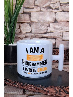 Programmer Not Fix Computer Baskılı Komik Yazılımcı Baskılı T Kulplu Latte Fincanı Kupa Bardak
