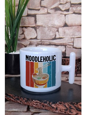 Noodleholic Baskılı Ramen Aşığı Japon Mutfağı Anime Baskılı T Kulplu Latte Fincanı Kupa Bardak