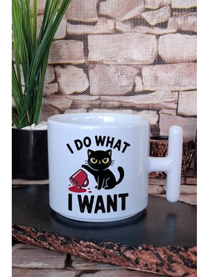 Kedi Komik Modern Esprili Kedi Sahibi Dizaynı Hediye Baskılı T Kulplu Latte Fincanı Kupa Bardak