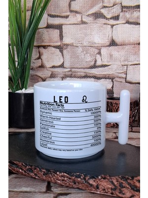 Aslan Burcu Leo Nutrition Facts Komik Hediyelik Baskılı T Kulplu Latte Fincanı Kupa Bardak