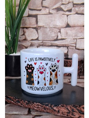 Kedi Komik Vintage Esprili Kedisever Tarzı Hediye Baskılı T Kulplu Latte Fincanı Kupa Bardak