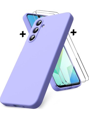 M.TK Moveteck Arka Kılıf Samsung Galaxy A17/A18 Uyumlu Silikon + 9h Ekran Koruyucu Özellikli Lila