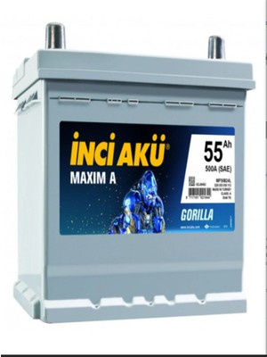 Inci 12 Volt 55 Amper "dar" Tip Ters Kutup Baş Inci Akü.!! Yeni Üretim.!!