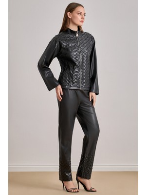 Cepli Siyah Deri Ceket