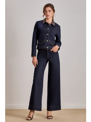 Düz Kesim Mavi Jean Ceket