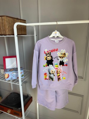Labubu Baskılı Lila Kız Çocuk Takım