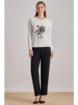 Düz Kesim Ekru Viskon Bluz