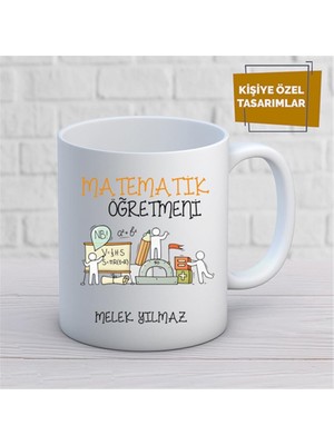 Kişiye Özel Isim Yazılabilir Matematik Öğretmeni Kupa Bardak