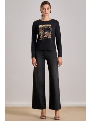 Uzun Kollu Siyah Viskon Bluz