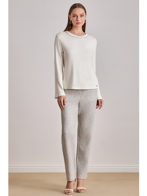 Basen Altı Ekru Örme Bluz