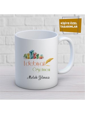 Kişiye Özel Isim Yazılabilir Edebiyat Öğretmeni Kupa Bardak