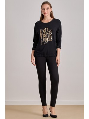 Düşük Kol Siyah Viskon Bluz