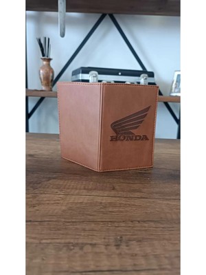 Efe Deri Honda Motors Deri Dikişli Oto Ruhsat Kılıfı Ruhsat Kabı Araç Ruhsat Koruyucu