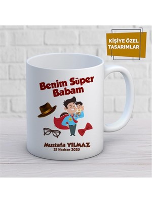 Kişiye Özel Isim Yazılabilir Benim Süper Babam Kupa Bardak