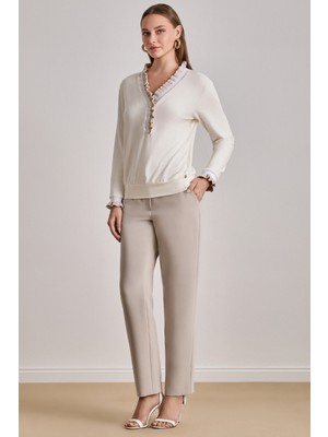 Relax Fit Ekru Örme Bluz