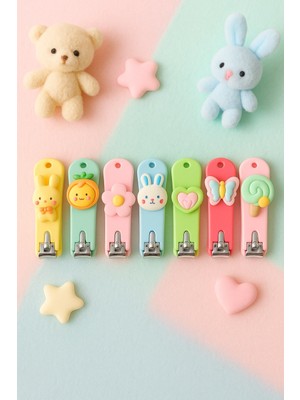 6 Adet Sevimli Çocuk Tırnak Makası Seti – Renkli ve Güvenli Karakterli Tırnak Çakısı