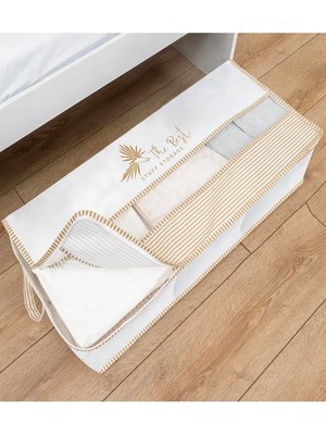 3'lü Pencereli Baskılı Baza Hurç, 70X32X20 Cm, Beyaz, Şık ve Pratik Saklama Çözümü