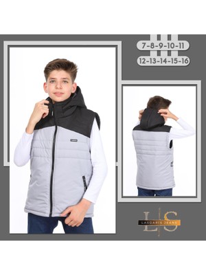 Lasgaris Jeans Erkek Çocuk Kapüşonlu Şişme Yelek