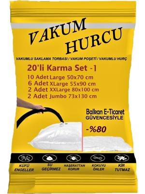 20'li Karma Set-1 Vakumlu Hurç ve Poşet, Beyaz, Çok Amaçlı ve Kullanışlı