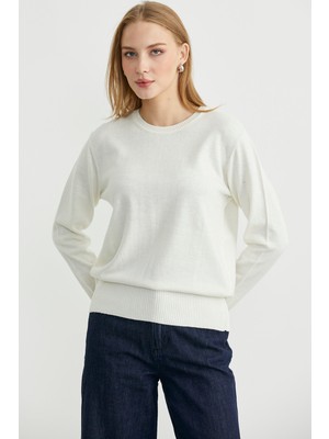 Bisiklet Yaka Yünlü Basic Triko Kazak - Kemik