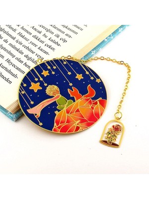 Küçük Prens Le Petit Prince Bookmark Metal Ayraç Kitap Ayracı Zincirli AY057