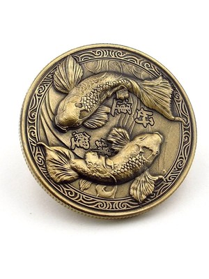 Koi Fish Kabartma Japon Balığı Talih Iyi Şans Coin Metal Para CP061