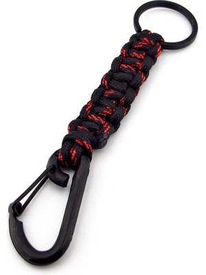 Siyah Kanca Outdoor Hook Kampçı Siyah Kırmızı Paracord Örgü KC297