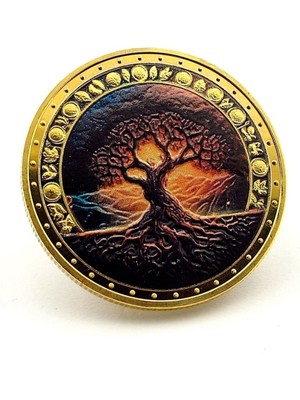 Hayat Ağacı Ygg Drasil Yaşam Iskandinav Mitolojik Hatıra Metal Şans Parası CP031