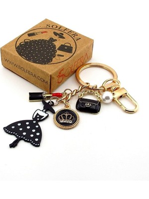Moda Ikonu Influencer Kraliçe Tacı Kırmızı Ruj Çanta Süsü Charm Anahtarlık KY020