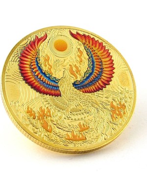 Zümrüdü Anka Kuşu Ying Yang Hatıra Yeniden Doğuş Şans Metal Para CP063