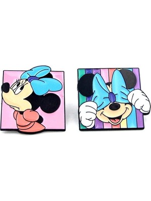 Minnie Mouse Sevimli Fare Iki Adet Metal Rozet Yaka Çanta Süsü Pin Iğne RZ364