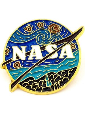 Nasa Van Gogh Yıldızlı Gece Uzay Gökyüzü Metal Rozet RX003