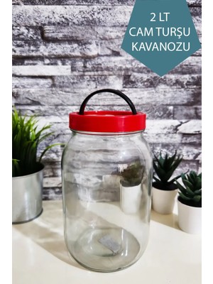 2 Litre Kapaklı Cam Turşu ve Bakliyat Reçel Saklama Kavanozu
