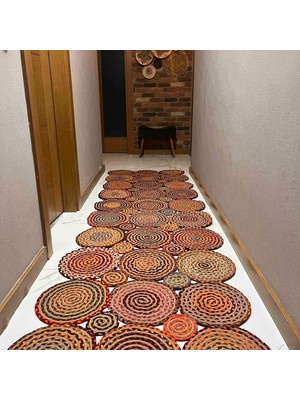 Cool Halı Luke 413 Renkli Halı Paspas Örgü Hasır Kilim Yolluk Bohem Antre Mutfak Balkon Banyo Halısı