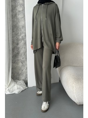 Kadın Modal Penye Oversize Kapüşonlu Tesettür Tunik Takım 1108