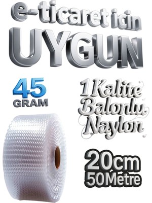 Hbnc ( 45 Gram ) 20 cm x 50 Metre Eşya Sarma Koruma Naylonu Balonlu Ambalaj Naylonu Pat Pat Baloncuklu Havalı Pıt Pıt