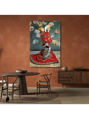 Tekli Dikey Kanvas Claude Monet-Camille Monet In Japanese Costume