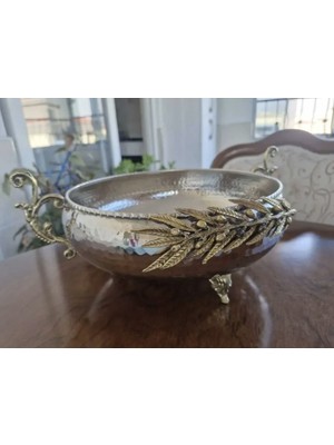 Askur Çiçek Motifli Bakır Meyvelik Sunumluk