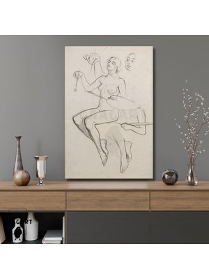 Tekli Dikey Kanvas Alphonse Mucha Female Nude