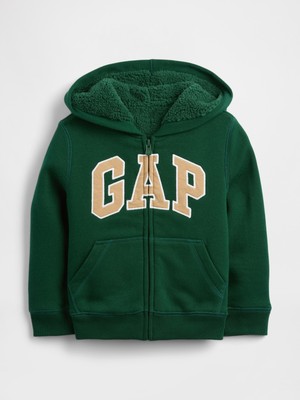 Gap Erkek Bebek Koyu Yeşil Gap Logo Sherpa Fermuarlı Sweatshirt