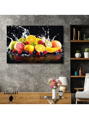 Tekli Yatay Kanvas Duvar Tablosu Diyetisyen Tablosu Meyveler