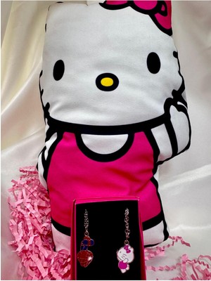 Spider Man Hello Kitty Sevgili Kolye Seti ve Hello Kitty Yastık Sevgiliye ve Best Friends Hediye Set