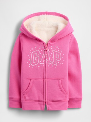 Gap Kız Bebek Pembe Gap Logo Sherpa Astarlı Sweatshirt